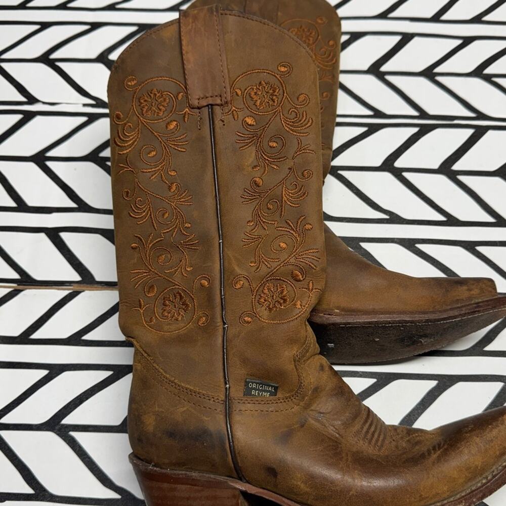 Reyme Brown Embroidered Cowboy Boots size 6.5